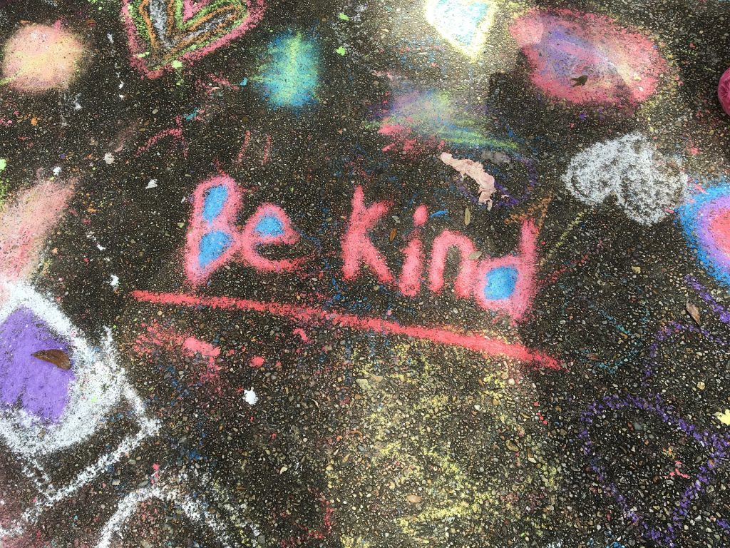 Be Kind inspirational message written in chalk