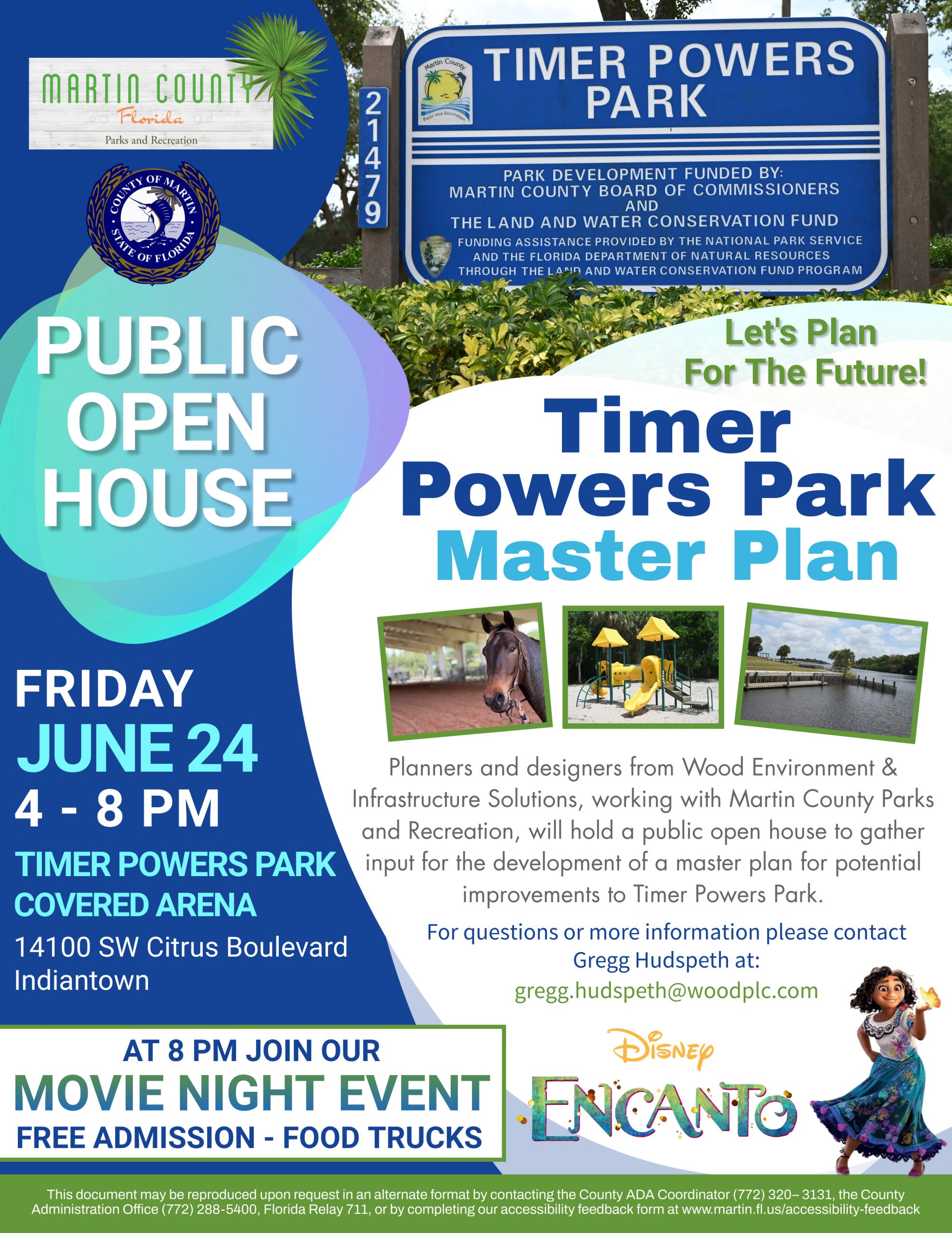 PUBLIC OPEN HOUSE TIMER POWERS PARK MASTER PLAN Martin County