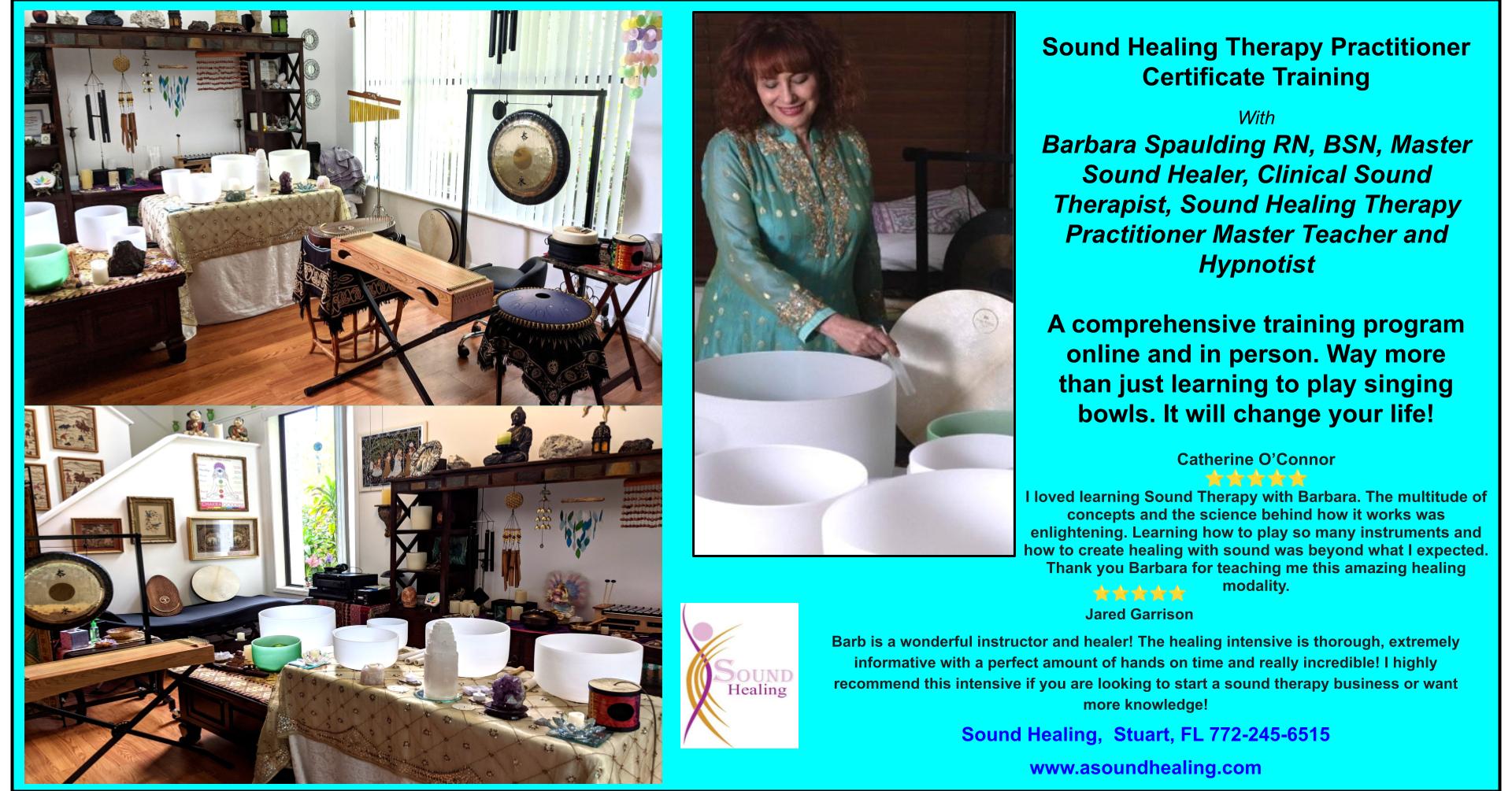 Sound Healing Therapy Practioner Certificate Training Martin County