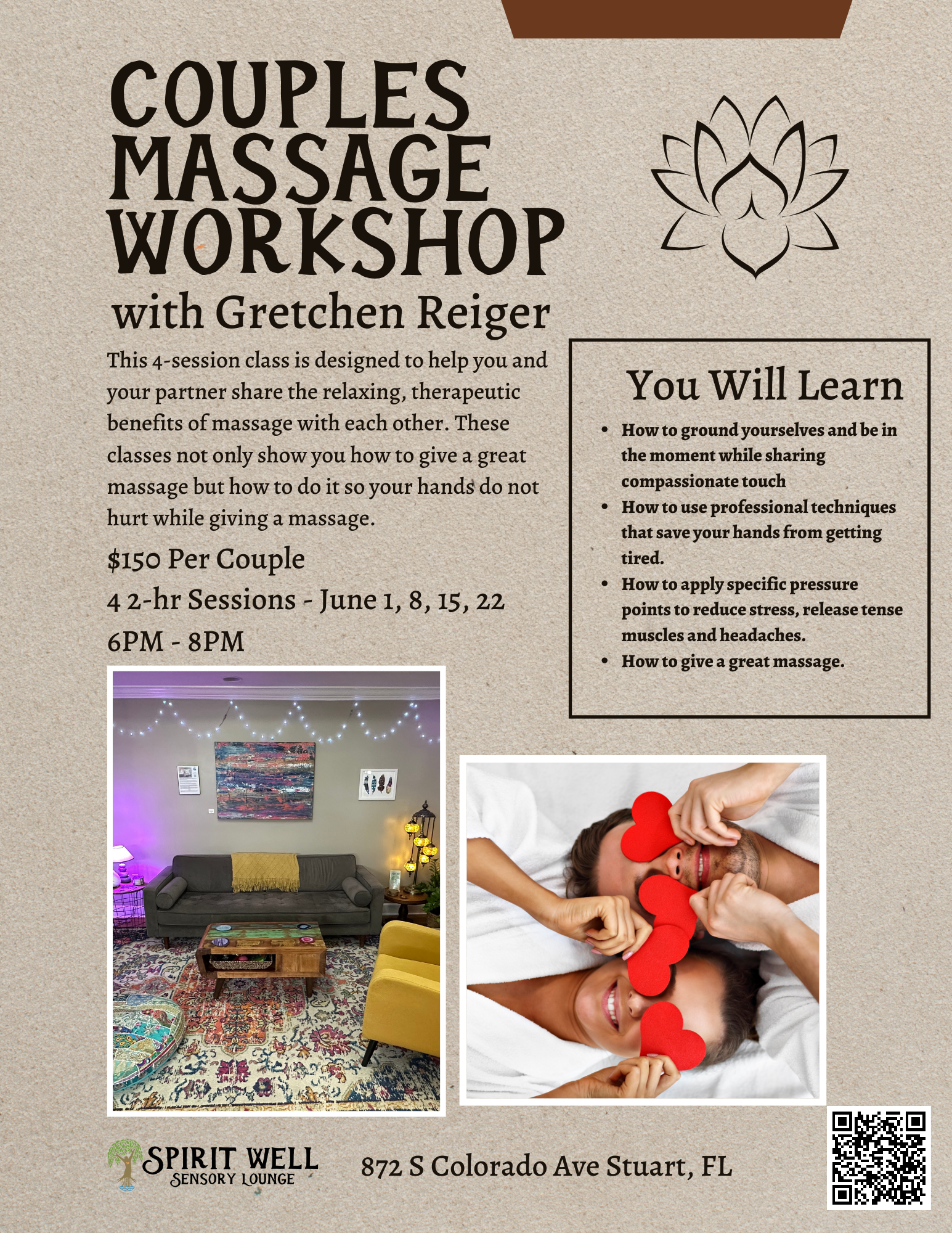 Brudgom udredning radiator Couples Massage Workshop with Gretchen Reiger | Martin County