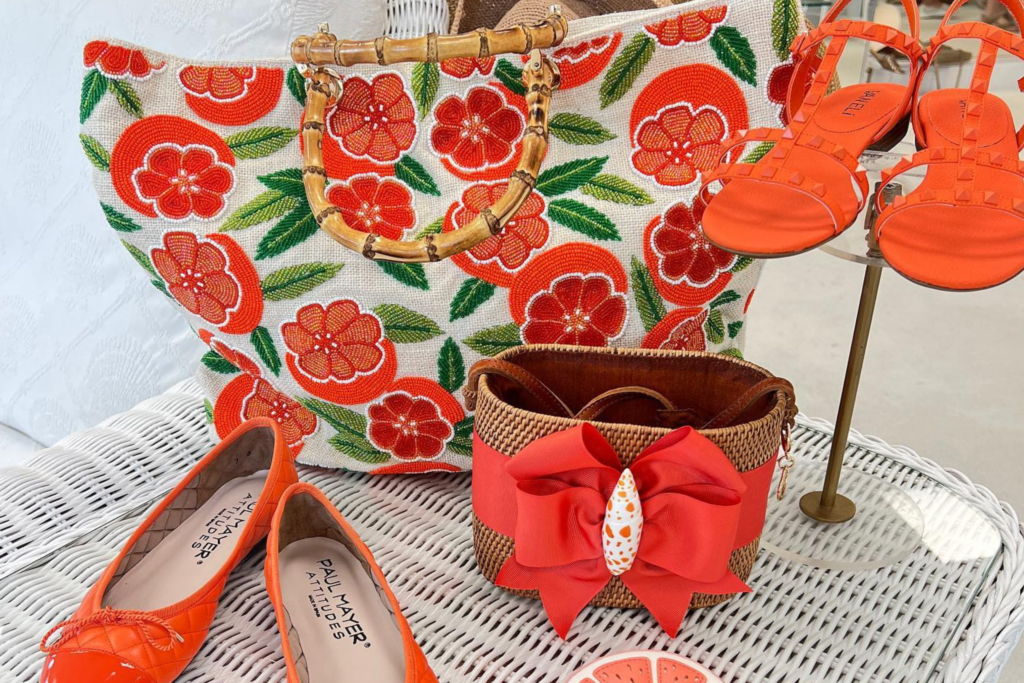 Orange shoes and bag at Kemp's