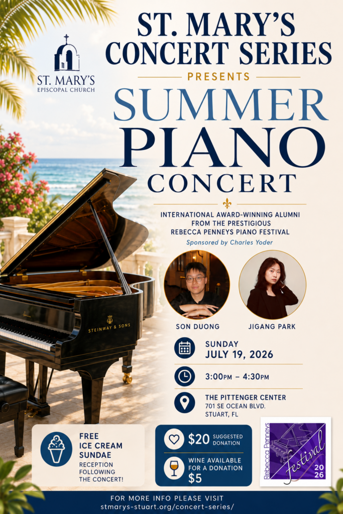 PIANO CONCERT with Ice Cream Sundae Bar – Rebecca Penneys Piano Festival/St. Mary’s Concert Series event image