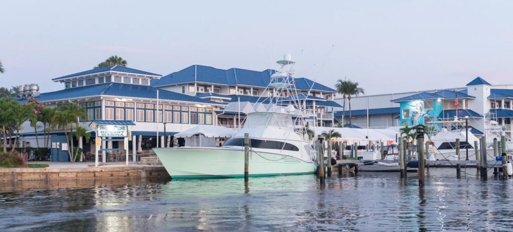 pirate's cove resort and marina exterior with boats