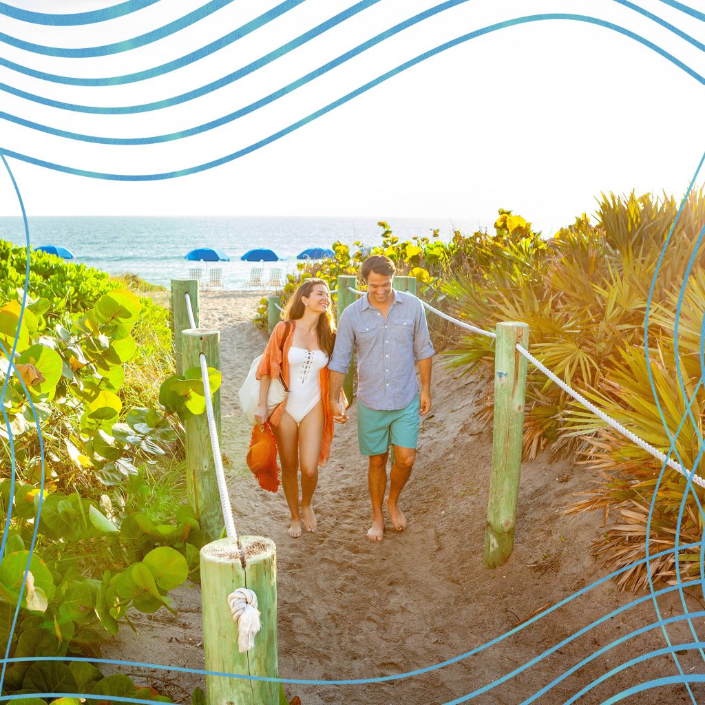 Couple walking on the beach in Martin County, Florida