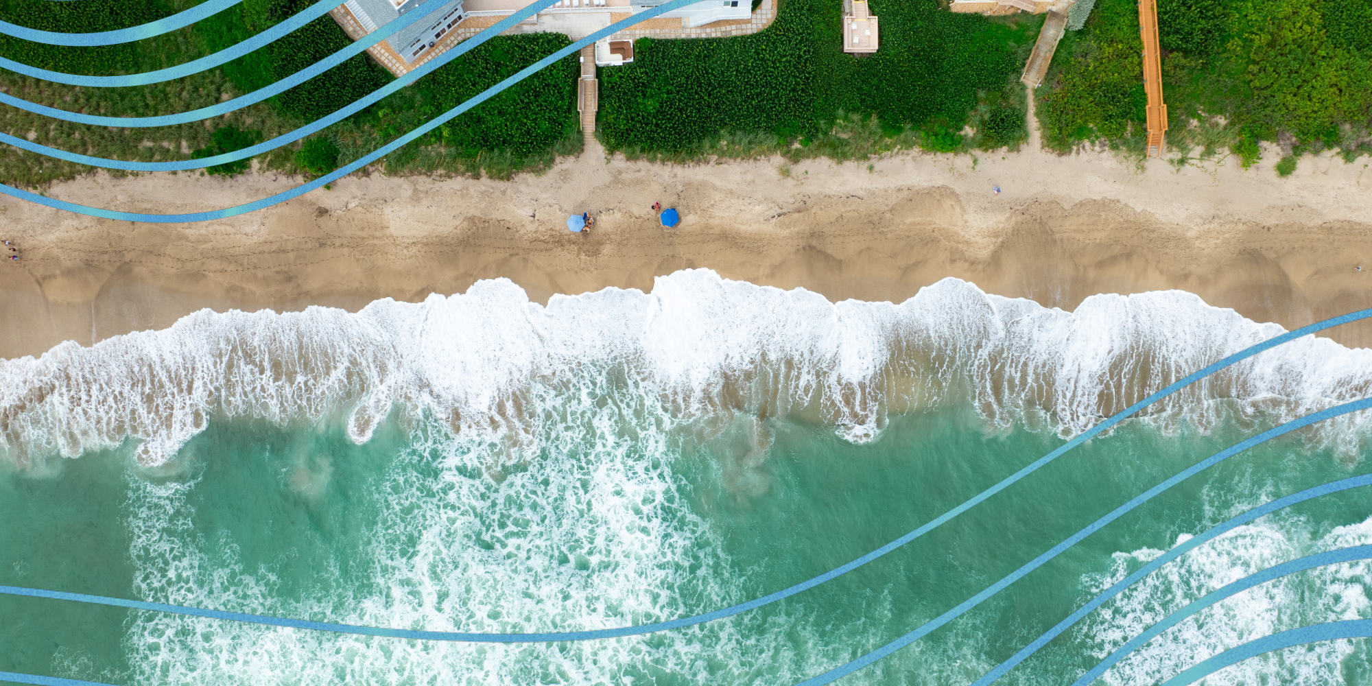 Breathe the blue aerial shot of beach