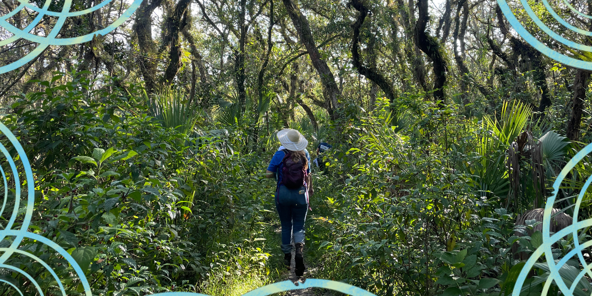 Woman hiking in woods
